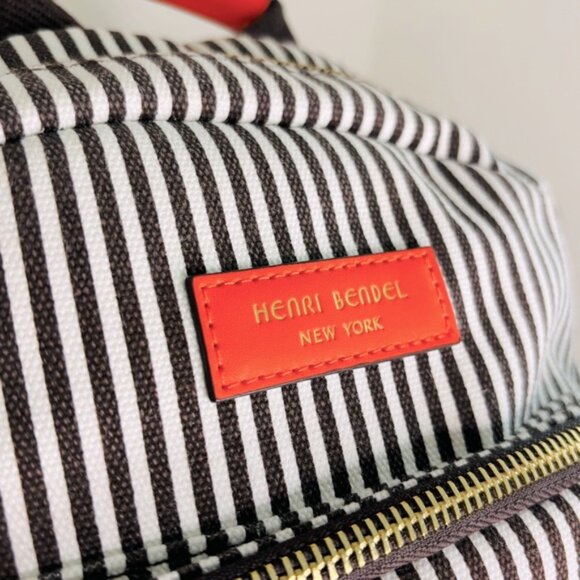 Rare Henri Bendel Brown and White Striped Backpack - Picture 5 of 10